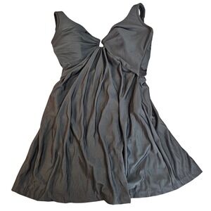 Miraclesuit Babydoll Swim Dress One Piece Swimsuit 16 Black Underwire Slimming